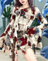 Abstract Print Flare Sleeve Top